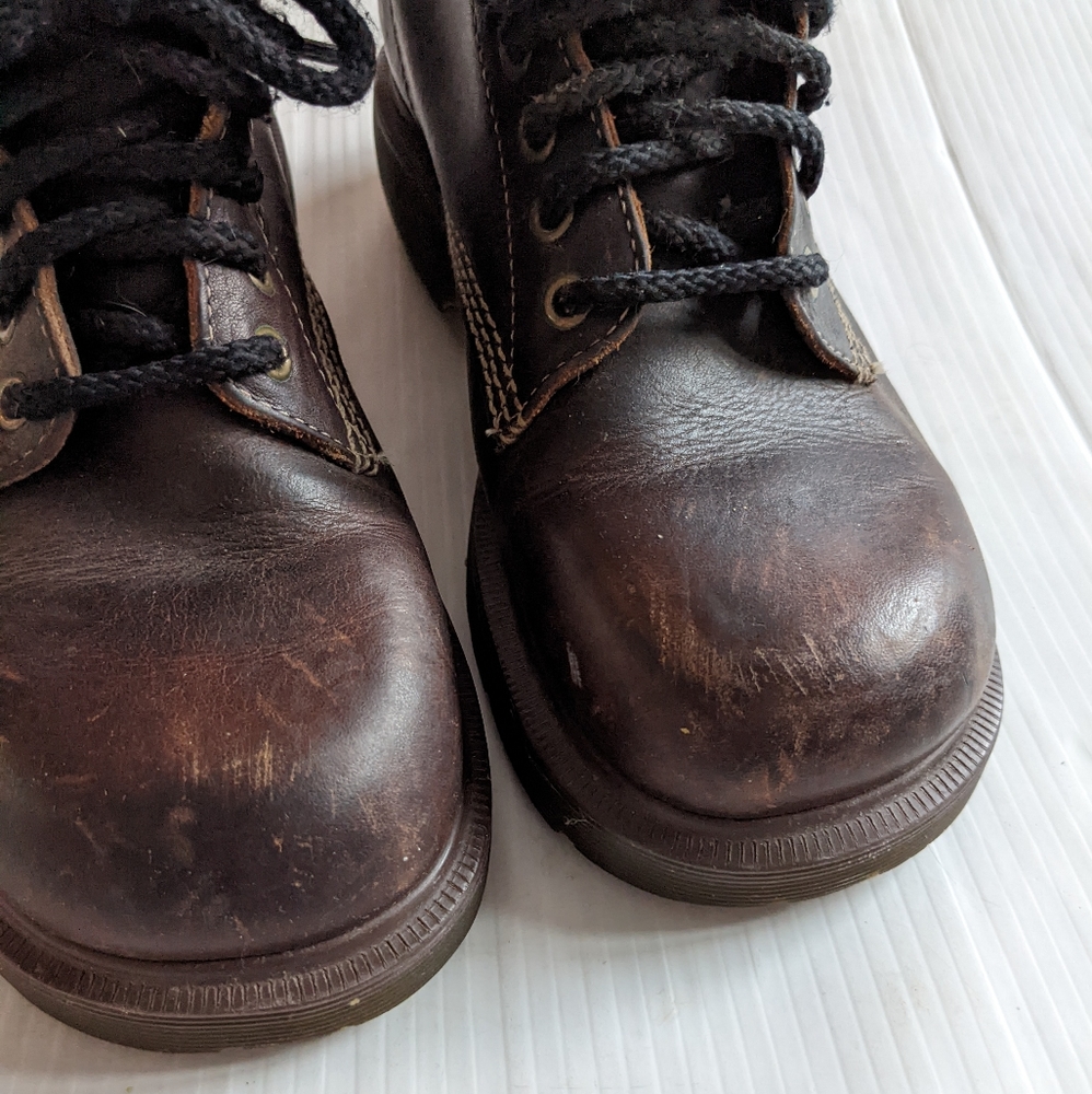 DOC MARTENS Vintage MIE Chunky Chunky Platform Brown Leather Boots - Picture 3 of 14